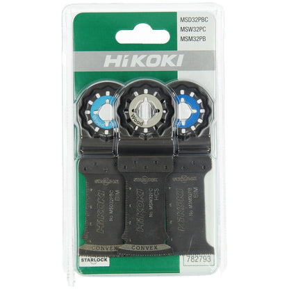 Hikoki 782793 - Juego de cuchillas multiherramienta 3 piezas; STARLOCK MSD32PBC/MSW32PC/MSM32PB