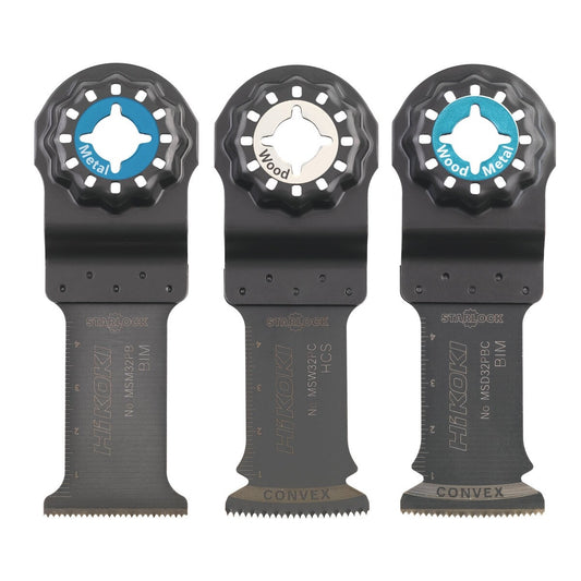 Hikoki 782793 - Juego de cuchillas multiherramienta 3 piezas; STARLOCK MSD32PBC/MSW32PC/MSM32PB