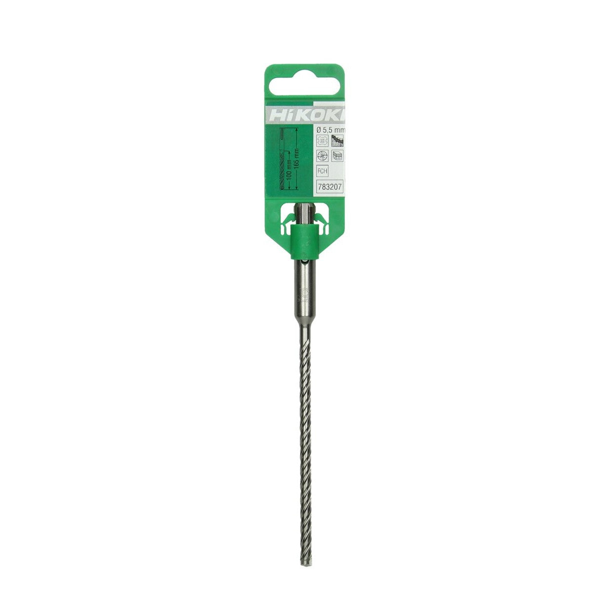 Hikoki 783207 - Broca para martillo SDS-Plus con cabeza carburo (FCH) 4 cortadores 5,5 x 100/165 mm