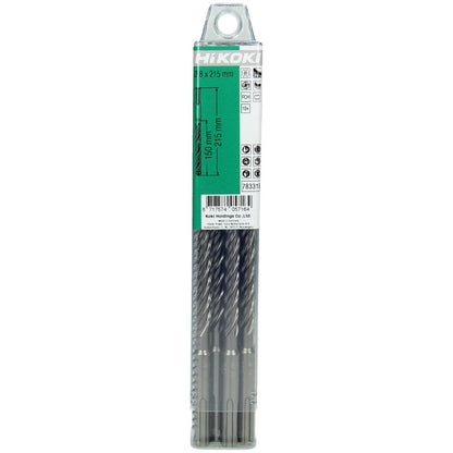 Hikoki 783317 - 10 brocas para martillo SDS-Plus con cabeza carburo (FCH) 4 cortadores 8 x 100/165 mm