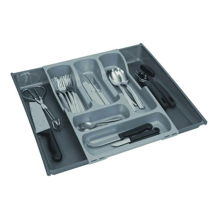 Curver - Bandeja para Cubiertos (7 Compartimentos, Extensible, 42 x 30/52 x 6 cm), Color Gris