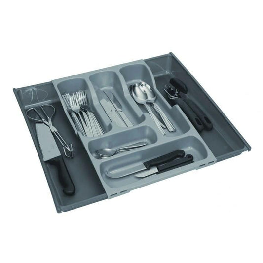 Curver - Bandeja para Cubiertos (7 Compartimentos, Extensible, 42 x 30/52 x 6 cm), Color Gris