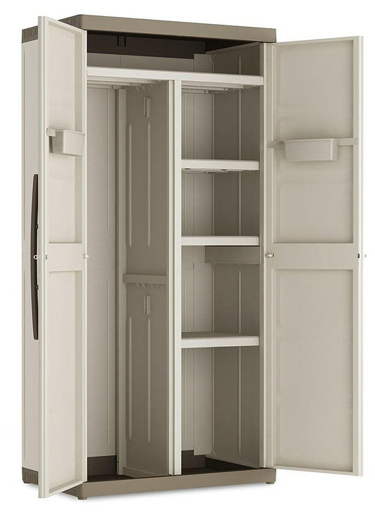 Keter Excellence Armario XL escobero, Resina, Arena/Gris