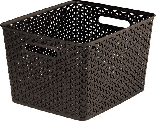 Keter 196897 - Cesta organizadora My Style L 18 L con asas efecto ratán marrón chocolate