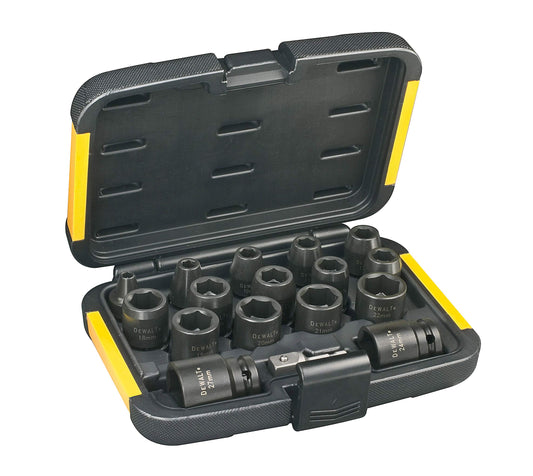 DeWalt DT7506-QZ - Juego de 17 vasos de impacto de 1/2" de 6 a 27 mm