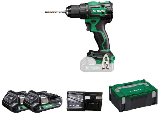 Hikoki DV18DEWQZ - Taladro atornillador percutor de batería DV18DE 18V 70 Nm, 2x2,0 Ah, maletín