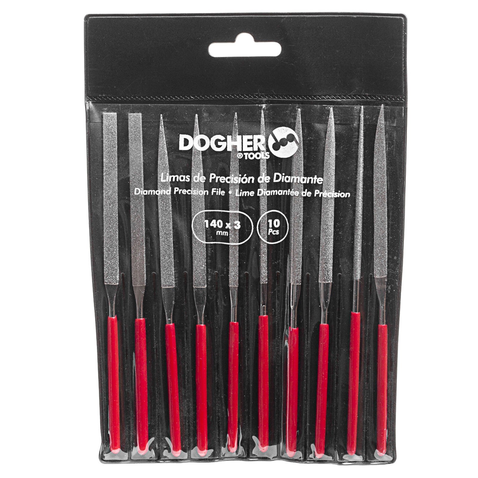 Dogher 816-001 - Juego 10 Limas Aguja De Diamante 140Mm