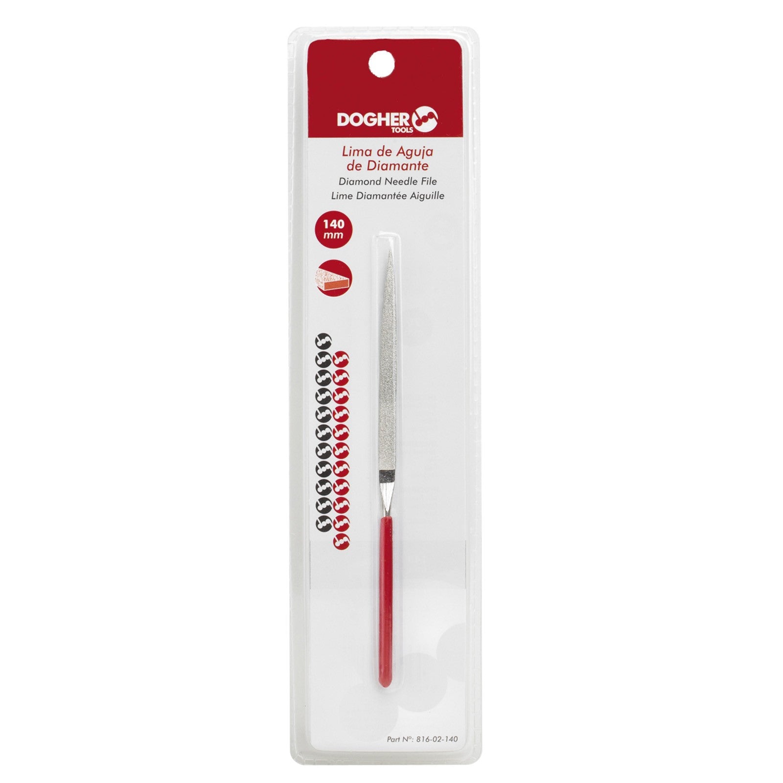 Dogher 816-02-160 - Lima Aguja Diamante Plana Punta 160Mm