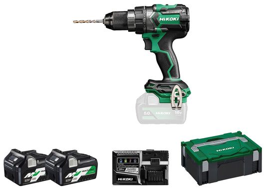 Hikoki DV18DCWRZ - Taladro atornillador percutor de batería 18 V DV18DC, 140 Nm, 2 baterías 5,0 Ah MultiVolt