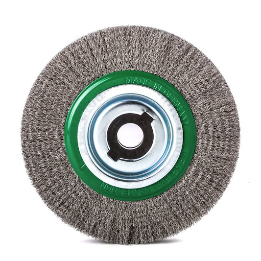 LessMann 366362 - Wheel brushes dia 200 mm width 28-32 mm tube 80 mm steel wire stainless ROF crimped 0,30 mm