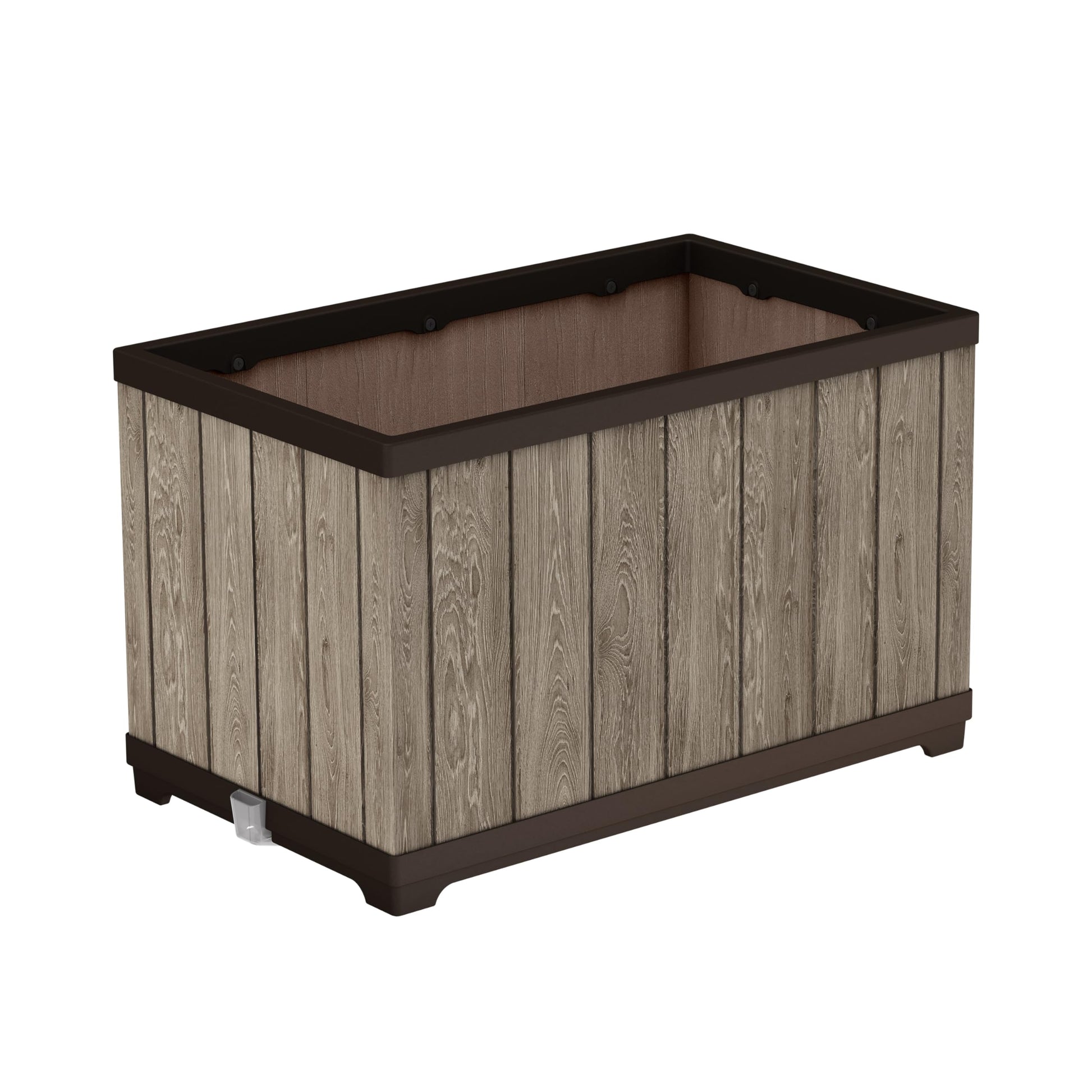 Keter 262636 - Jardinera de resina Deco Rectangle con autorriego 76x45,5x45,5 cm fresno