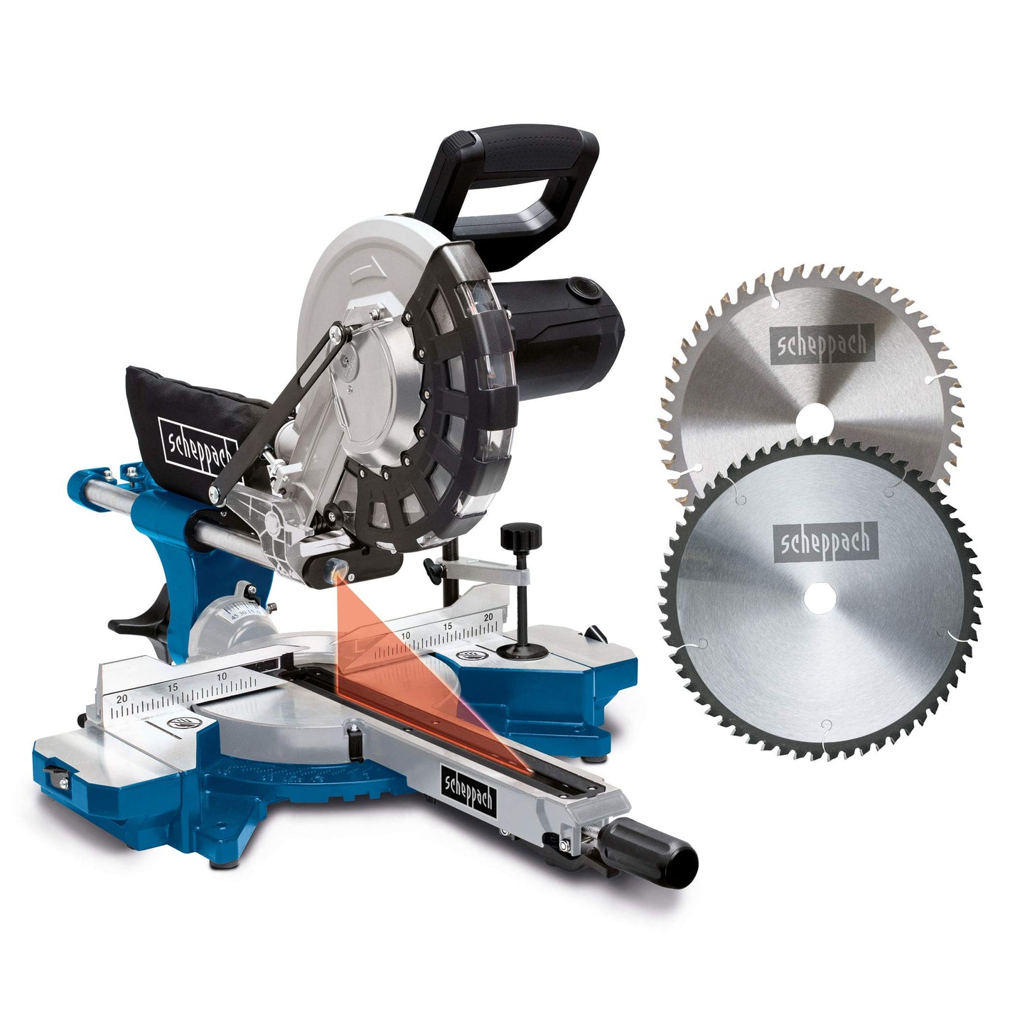 Scheppach 5901216901 - Ingletadora HM254 con láser, 2000 W, Hoja de 254 mm, Corte 340x90 mm