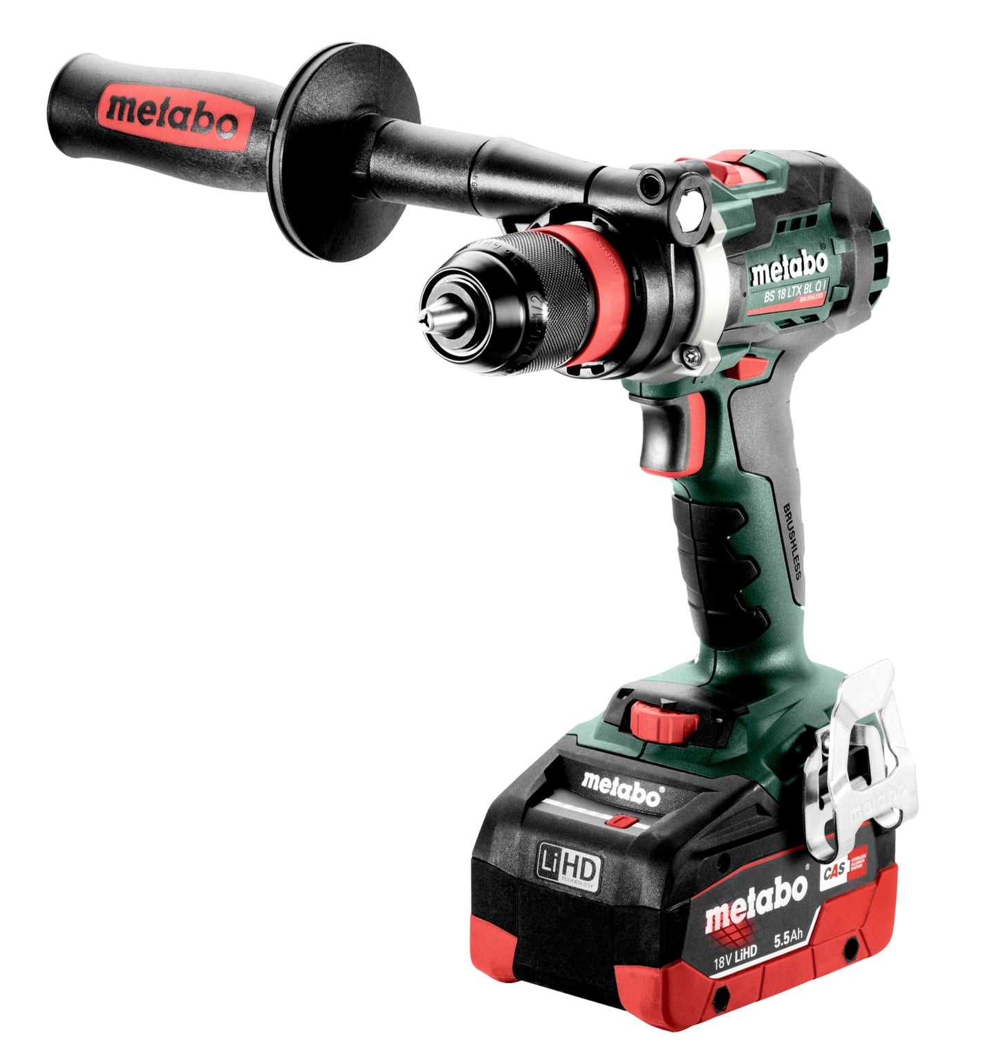 Metabo 602359770 - Taladro atornillador de batería BS 18 LTX BL Q I 18 V, 2x5,5 Ah LiHD, PowerX3