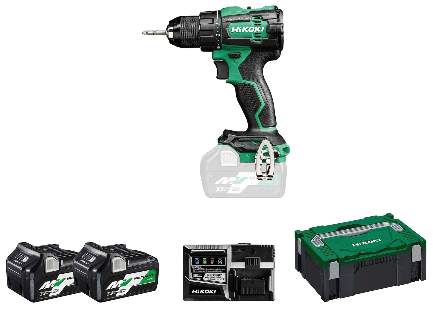 Hikoki DS18DEWRZ - Taladro atornillador de batería 18 V DS18DE, 70 Nm, 2 baterías 5,0 Ah