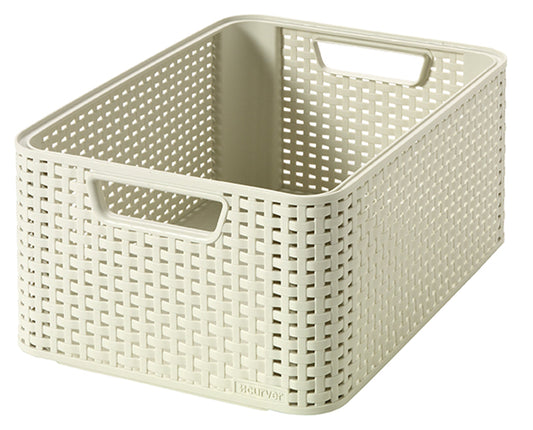 Keter 205845 - Cesta de almacenaje Style efecto ratán M 18 L crema 39x29x17 cm