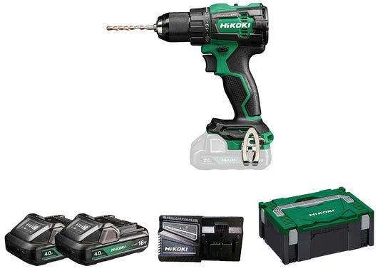 Hikoki DV18DEWHZ - Taladro atornillador percutor de batería DV18DE 18V 70 Nm, 2x4,0 Ah, maletín