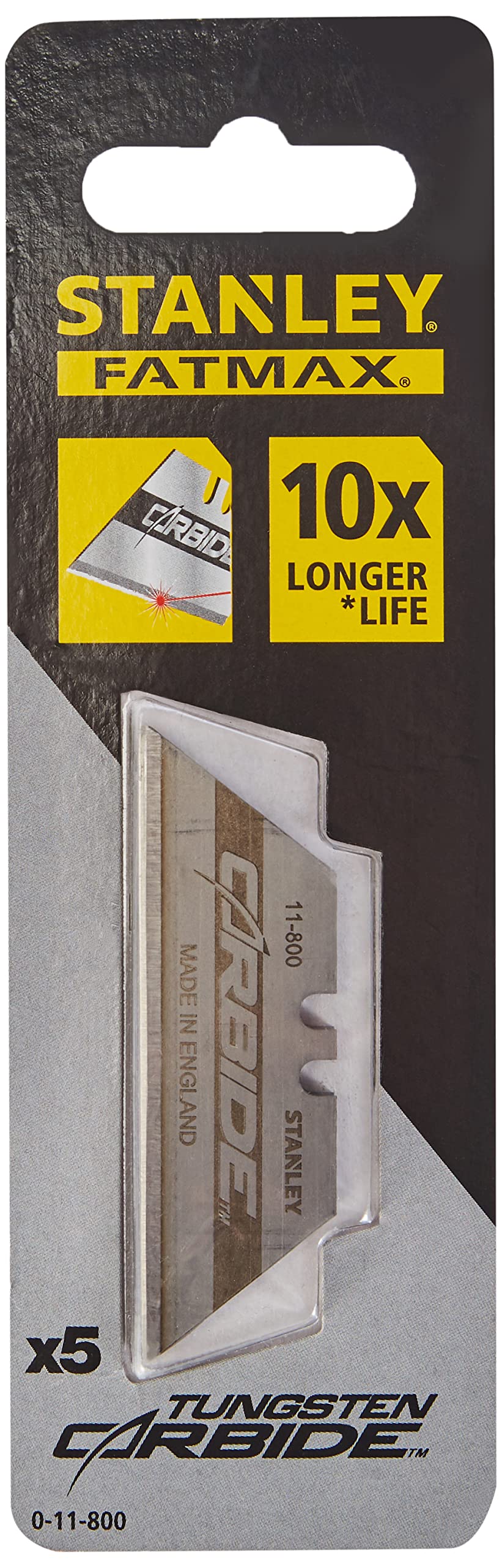 Stanley - FatMax 0-11-800 Hojas trapezoidales Carbide, 5 Unidades, Set de 5 Piezas