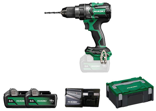 Hikoki DS18DCWPZ - Taladro atornillador de batería 18 V DS18DC, 140 Nm, 2 baterías 5,0 Ah