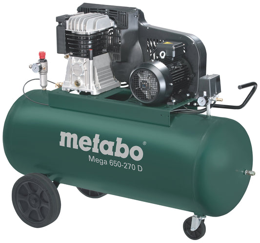 Metabo 601543000 - Compresor de pistón Mega 650-270 D, calderín 270 l, 11 bar, 4 kW, trifásico