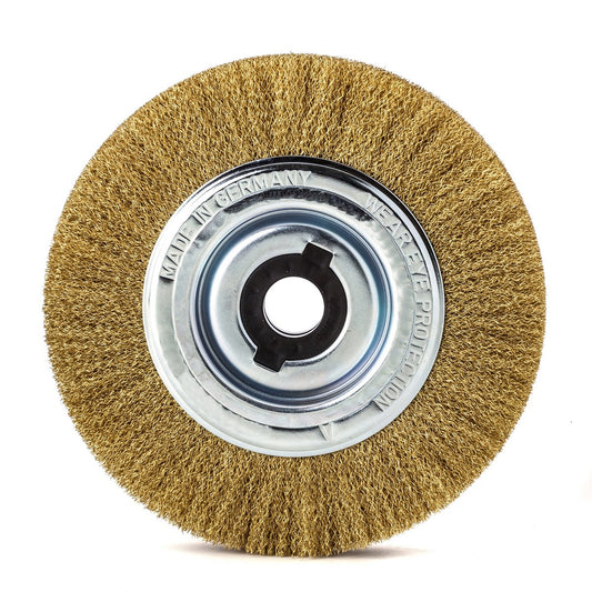 LessMann 365562 - Wheel brushes dia 200 mm width 24-27 mm tube 50 mm brass wire MES crimped 0,30 mm adaptors - set 3