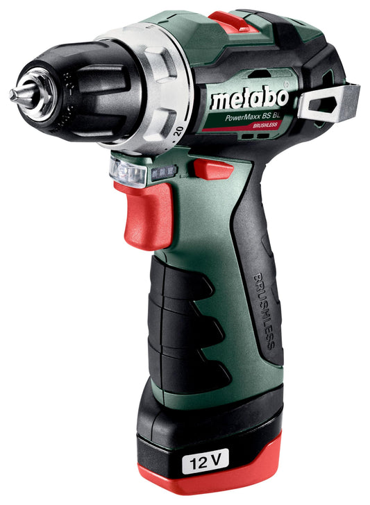 Metabo 601721500 - Taladro atornillador de batería PowerMaxx BS BL 12 V, 38 Nm, 2x2,0 Ah, maletín