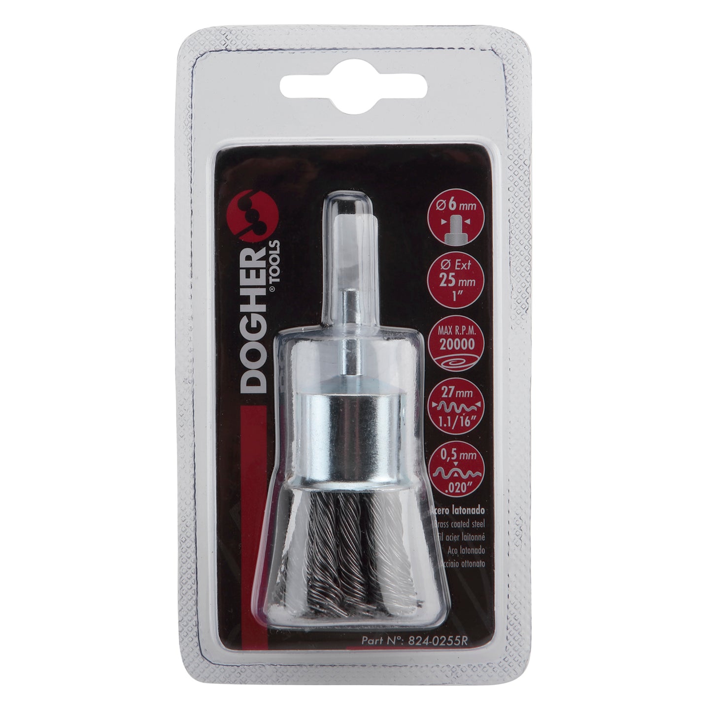 Dogher 824-0255R - Cepillo Brocha Trenza. M/D6 25X0,5Mm