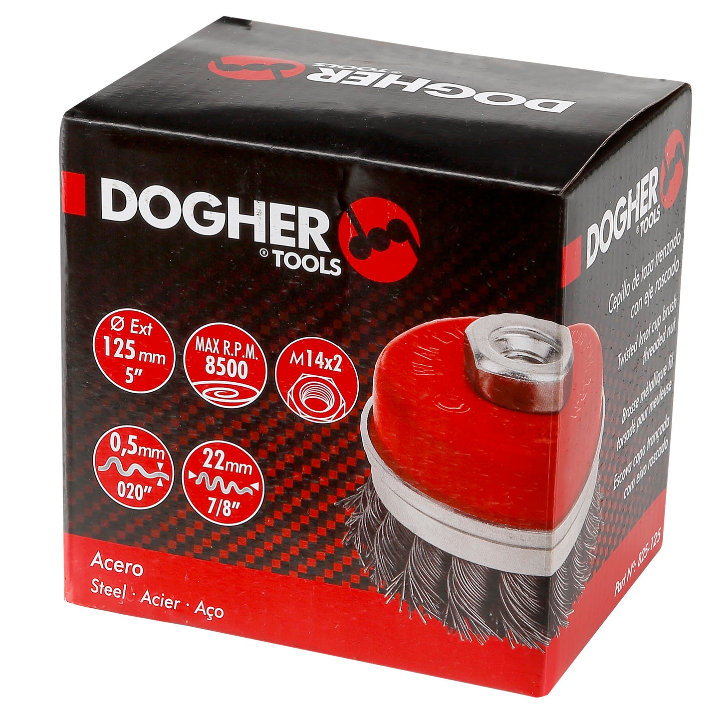 Dogher 825-075Inox - Cepillo Taza Trenzado Inox 75X0,5Mm
