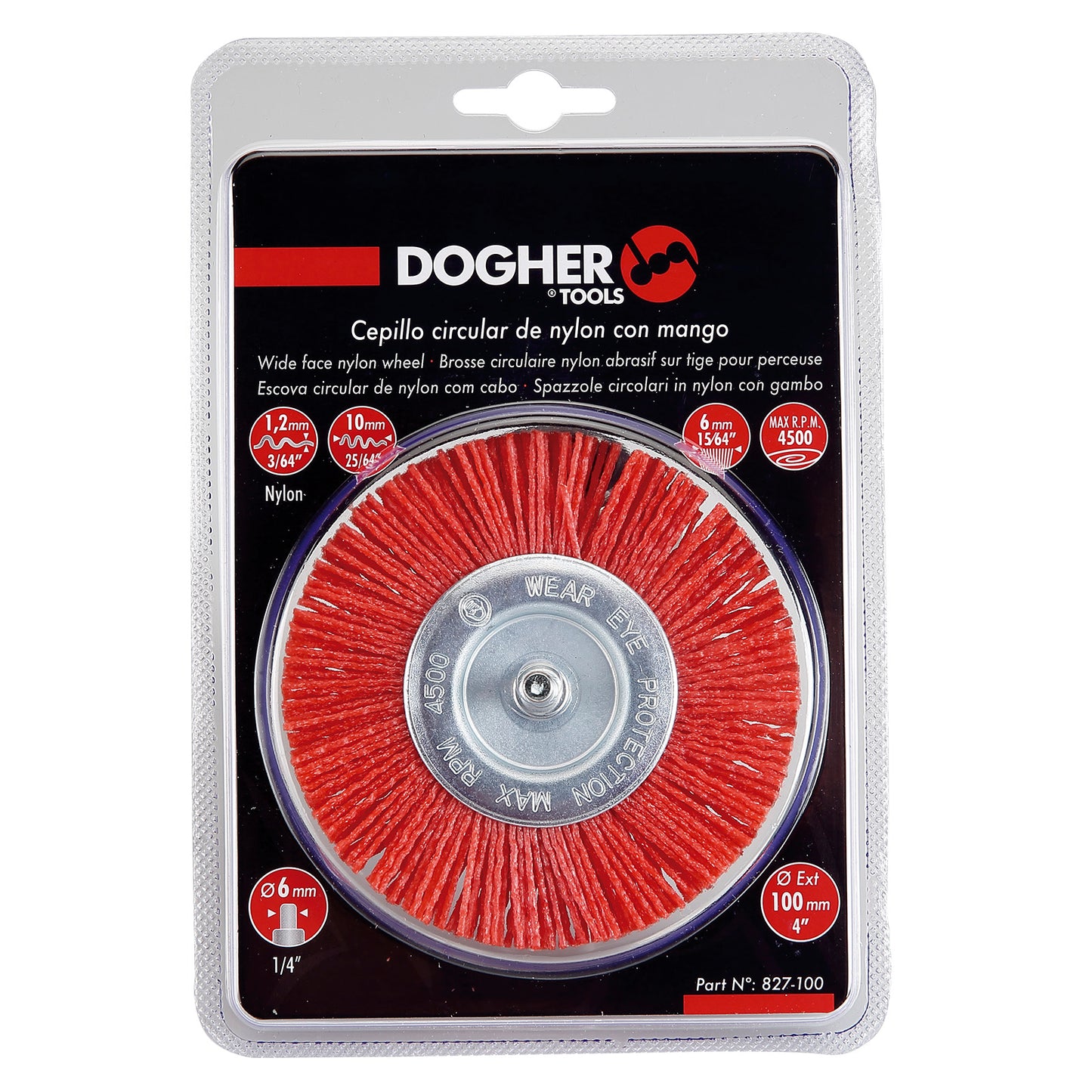 Dogher 827-100 - Cepillo Circular Nylon Con Mango 100Mm
