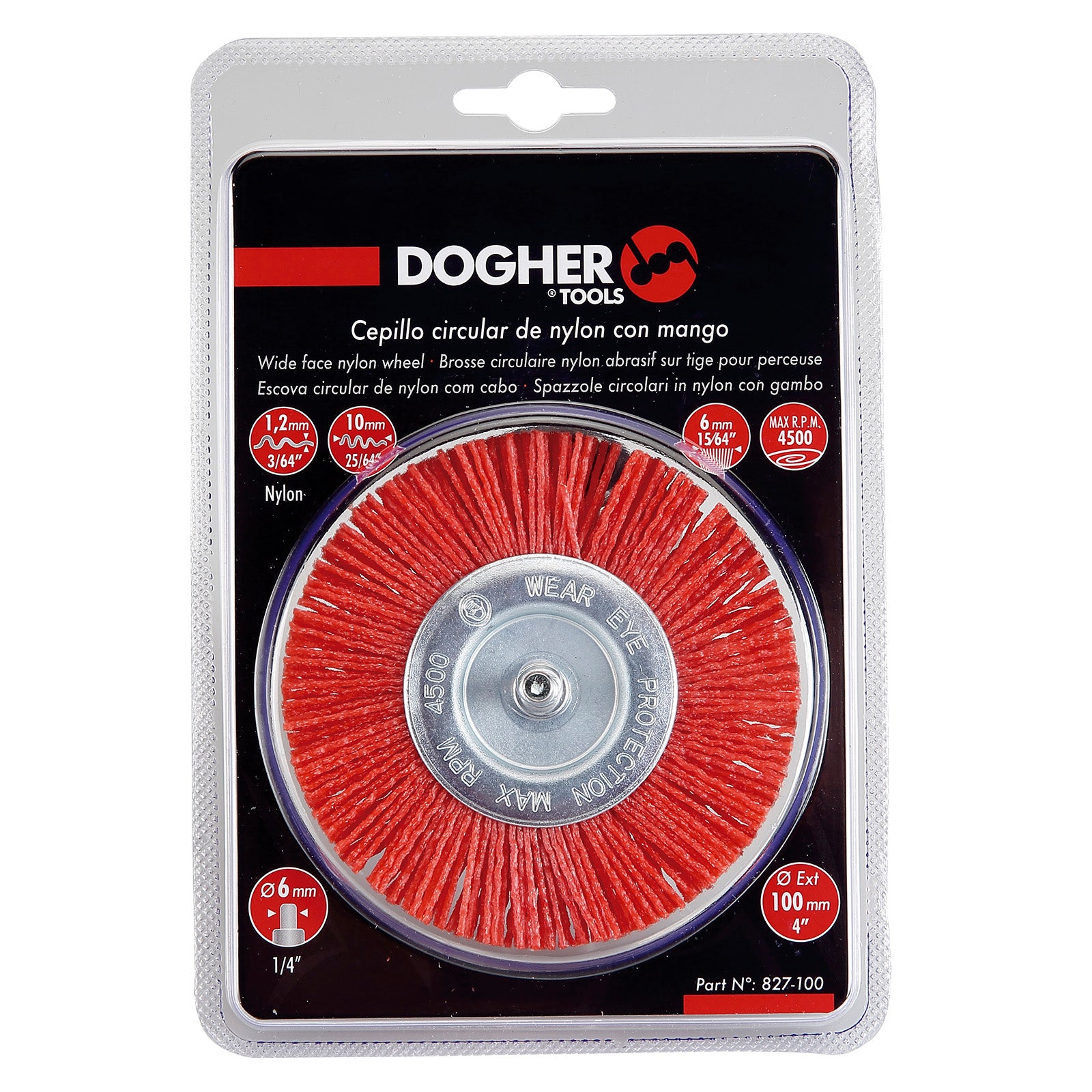 Dogher 827-100 - Cepillo Circular Nylon Con Mango 100Mm