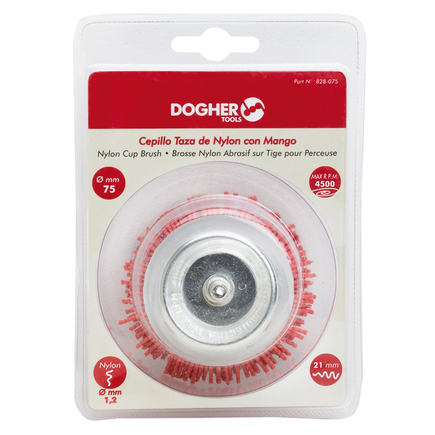 Dogher 828-075 - Cepillo Taza Nylon Con Mango 75Mm