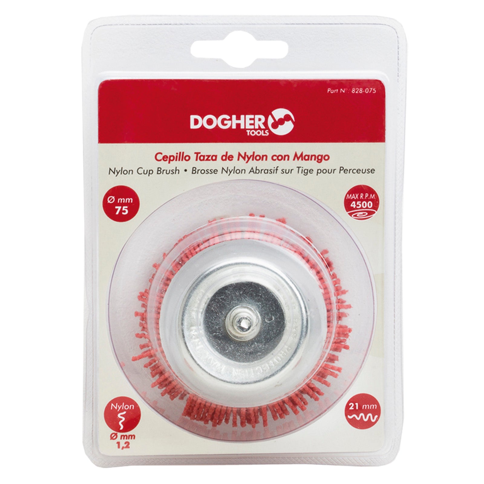 Dogher 828-075 - Cepillo Taza Nylon Con Mango 75Mm