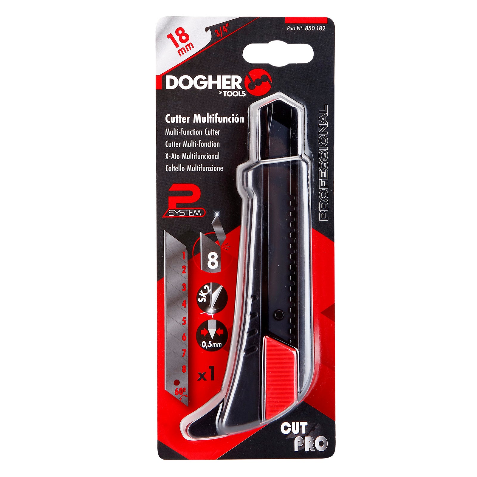 Dogher 850-182 - Cutter Cutpro 18Mm Psystem Blackb.Multi