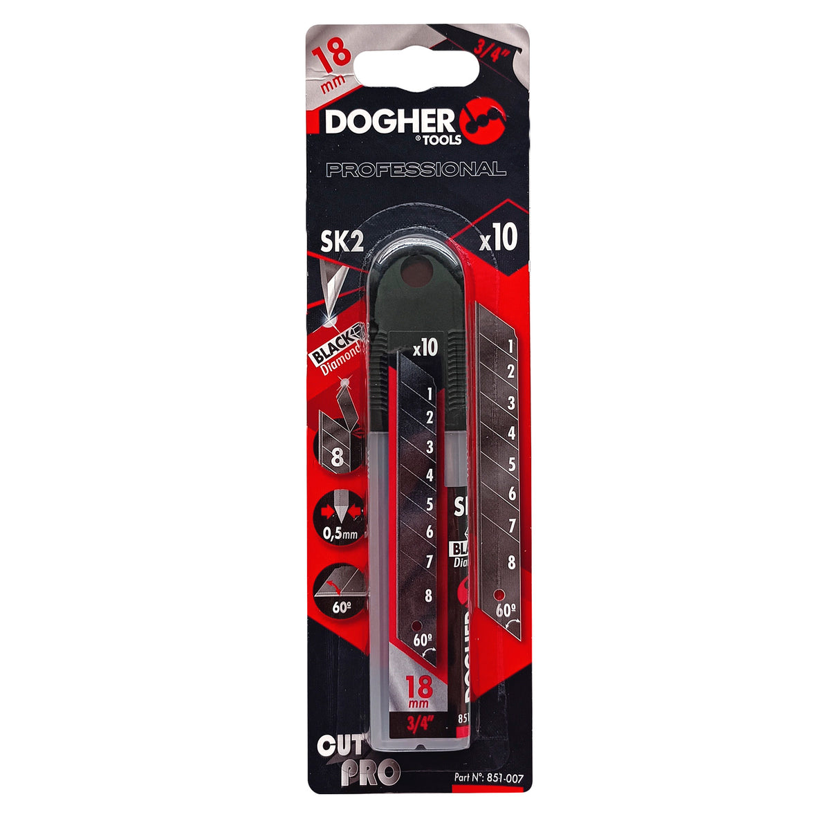 Dogher 851-107 - Tubo 10 Cuchillas BLACK SK2 100x18 mm