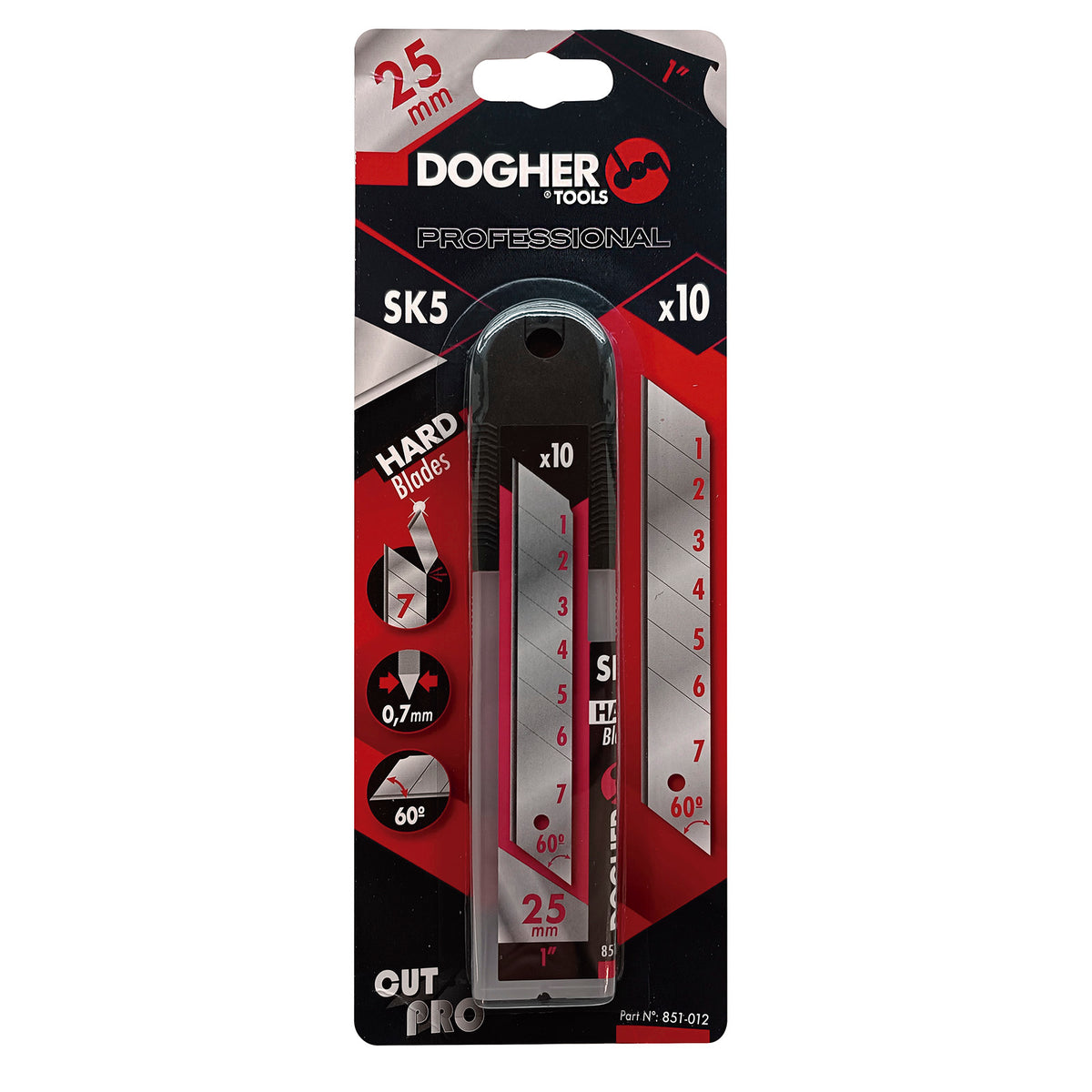 Dogher 851-112 - Tubo 10 Cuchillas SK5 125x25 mm