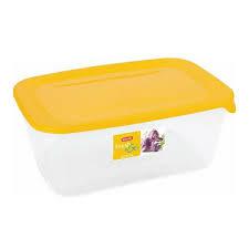 Contenedores Curver Freezer-seguros cuadrados de almacenamiento de alimentos de plástico con tapa amarilla, Set 3 piezas (0.5l + 1l + 2 l), EF503752
