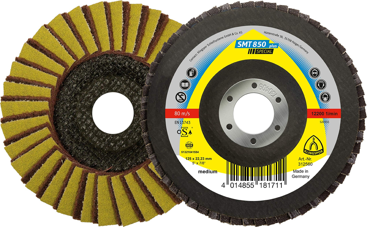 Klingspor 312559 - Disco de láminas combinado SMT 850, no tejido y papel, grano 60, 125 x 22,23 mm