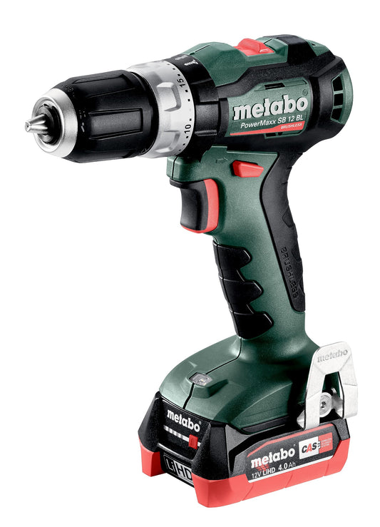 Metabo 601046800 - Taladro atornillador percutor de batería PowerMaxx SB 12 BL, 2x4,0 Ah LiHD