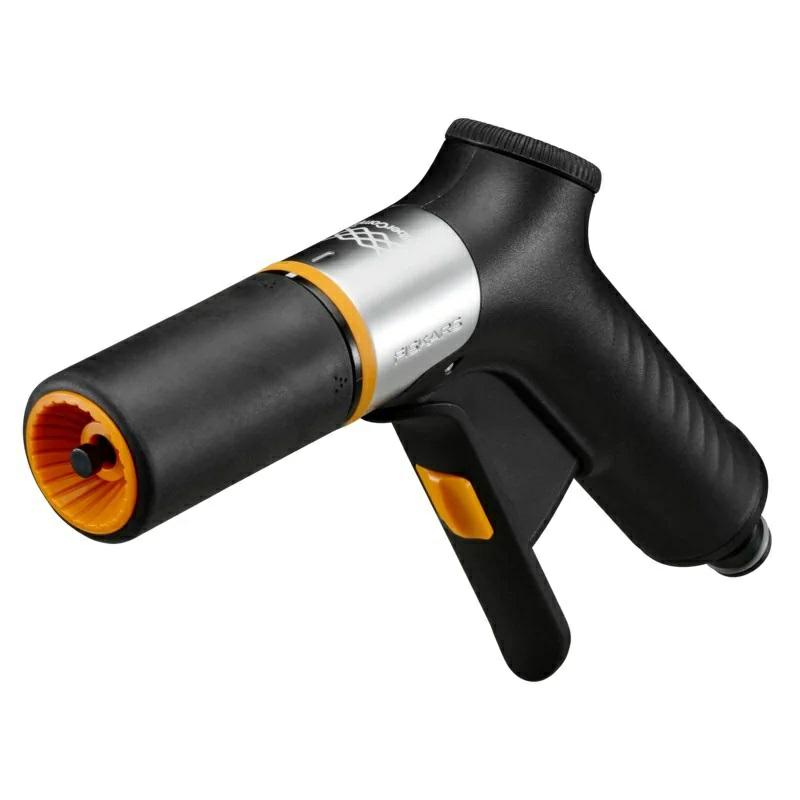 Fiskars Pistola pulverizadora, FiberComp, 2 funciones, Caudal regulable, Bloqueo apertura/cierre, Filtro de agua extraíble, FiberComp/Metal, Tamaño universal, Negro/Naranja, 1067193