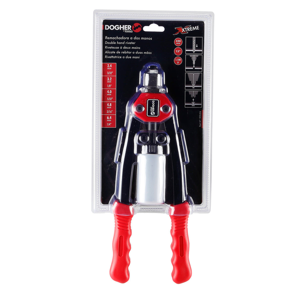 Dogher 919-016 - Remachadora Automática 2 Manos Xtreme Boquillas Intercambiables