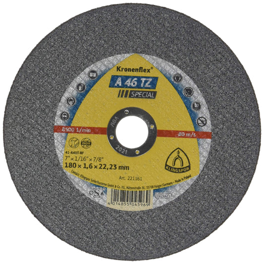 Klingspor 221161 - Disco de corte Kronenflex inox A 46 TZ Special, 180 x 1,6 x 22,23 mm