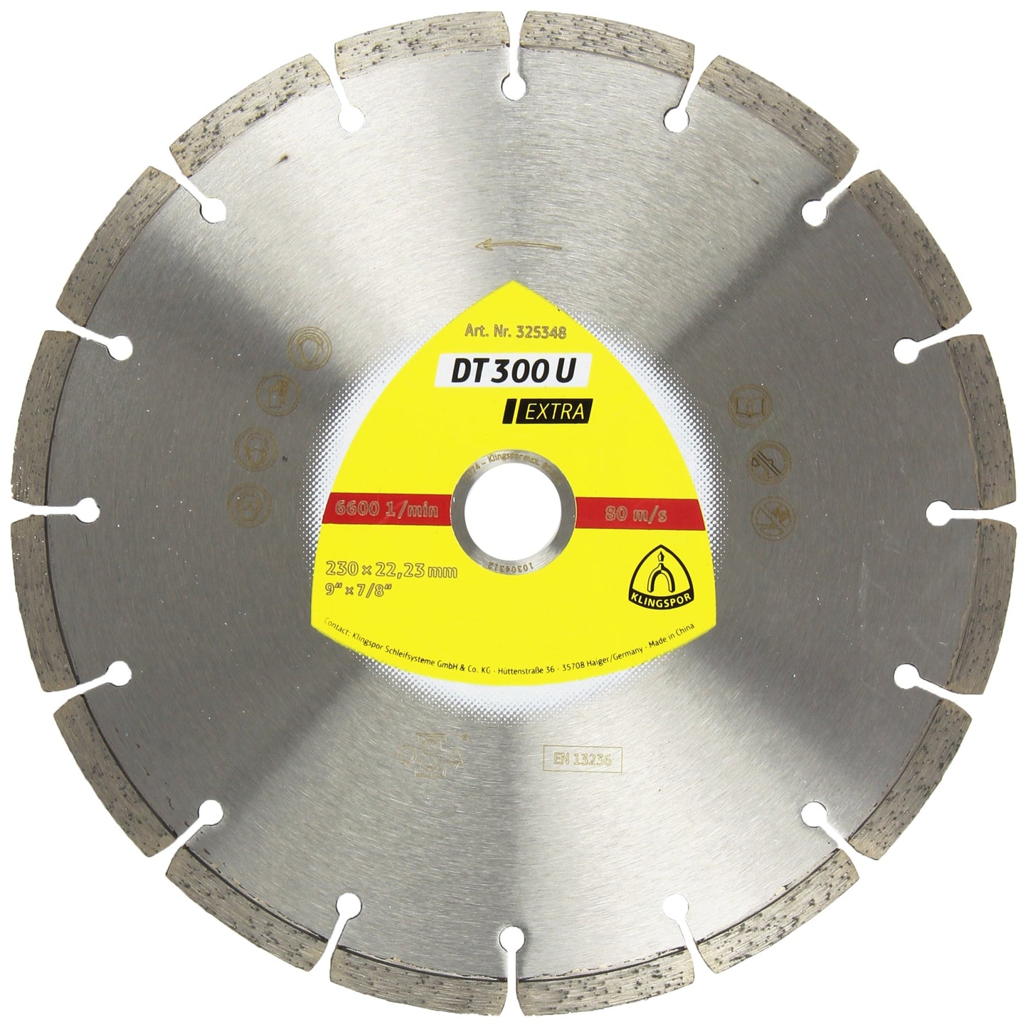 Klingspor 325348 - Disco de corte de diamante segmentado DT 300 U, 230 x 2,3 x 22,23 mm, para hormigón