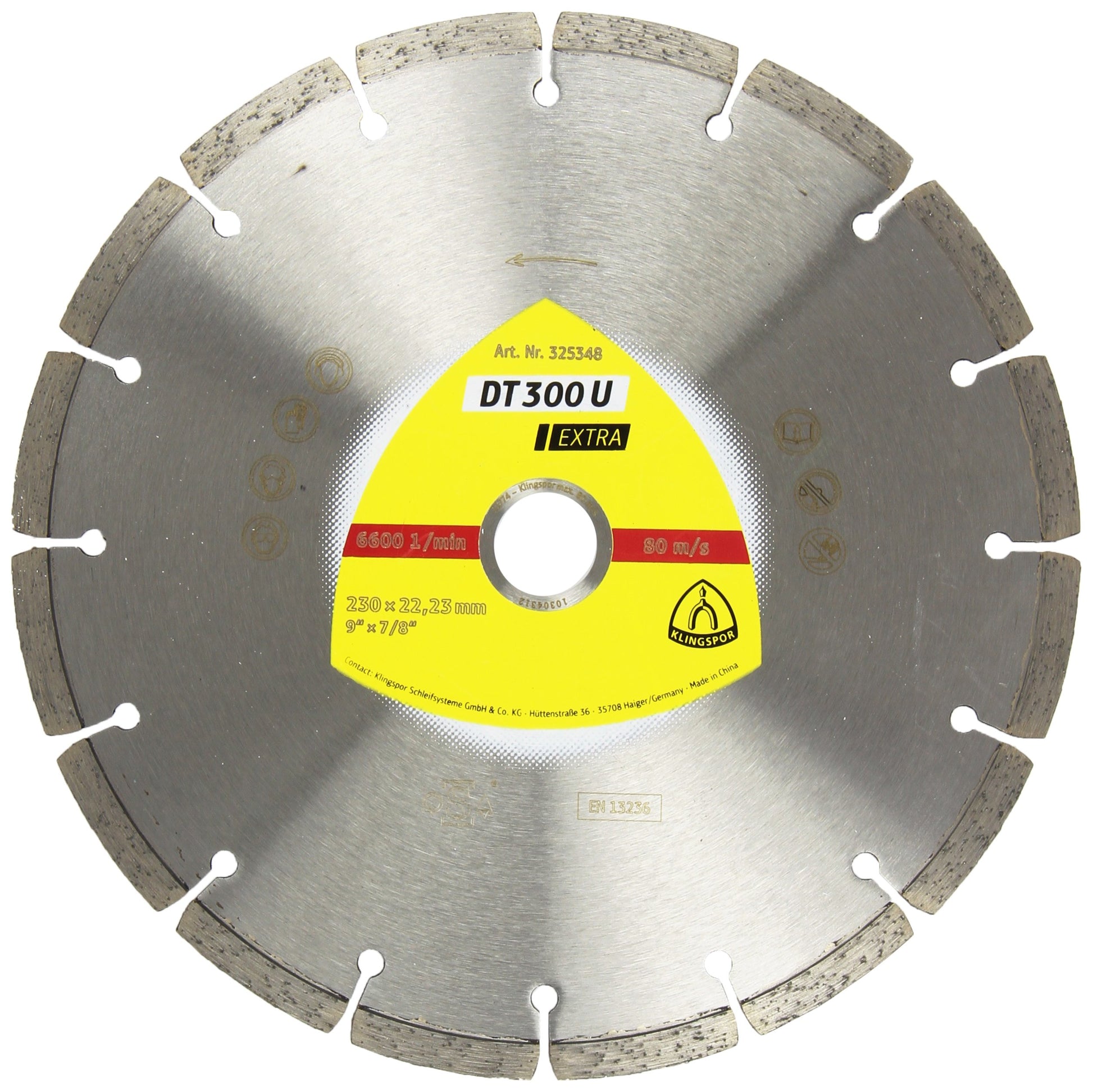 Klingspor 325348 - Disco de corte de diamante segmentado DT 300 U, 230 x 2,3 x 22,23 mm, para hormigón