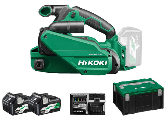 Hikoki SB3608DAWPZ - Lijadora de banda de batería 36 V 76x533 mm, 2 baterías 2,5 Ah y maletín