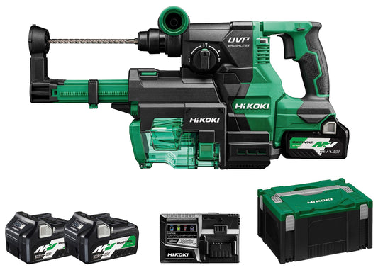 Hikoki DH3628DAWEZ - Martillo perforador de batería SDS-plus DH3628DA 36 V, 3,2 J, con aspiración