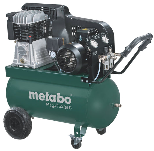 Metabo 601542000 - Compresor de pistón Mega 700-90 D, calderín 90 l, 11 bar, 4 kW, trifásico