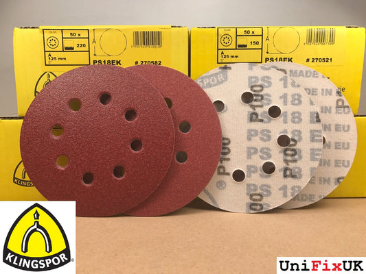 Klingspor 270606 - Disco de lija con velcro PS 18 EK, grano 240, 125 mm, perforación GLS5 (Lote de 50 uds)