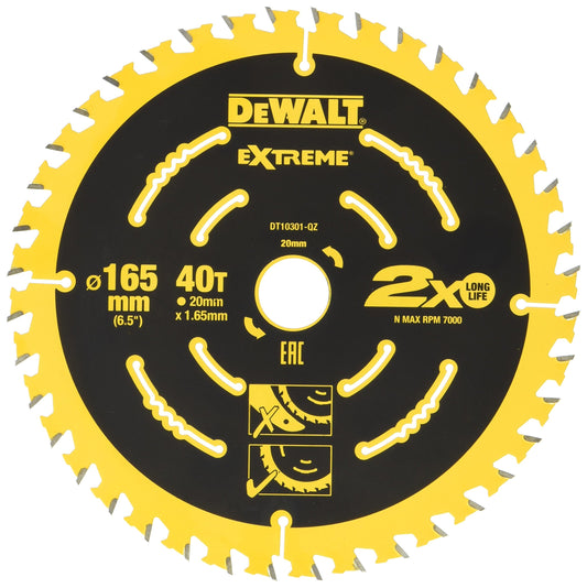 DeWalt DT10301-QZ - Hoja de sierra circular Extreme 165 x 20 mm 40 dientes