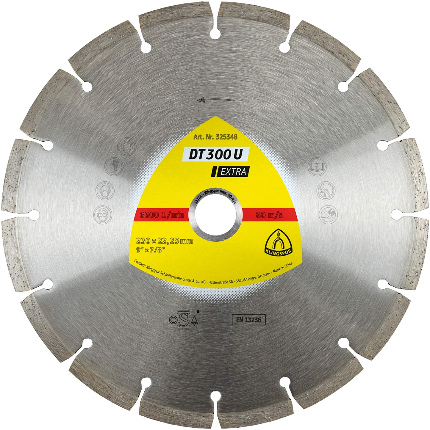 Klingspor 325346 - Disco de corte de diamante segmentado DT 300 U, 125 x 1,6 x 22,23 mm, para hormigón