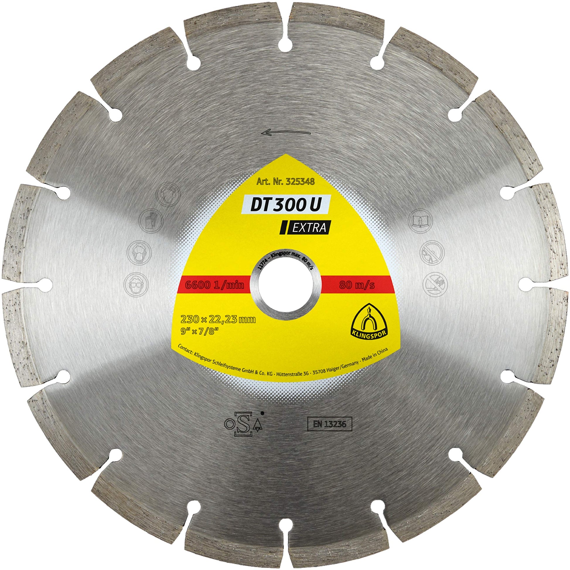 Klingspor 325346 - Disco de corte de diamante segmentado DT 300 U, 125 x 1,6 x 22,23 mm, para hormigón