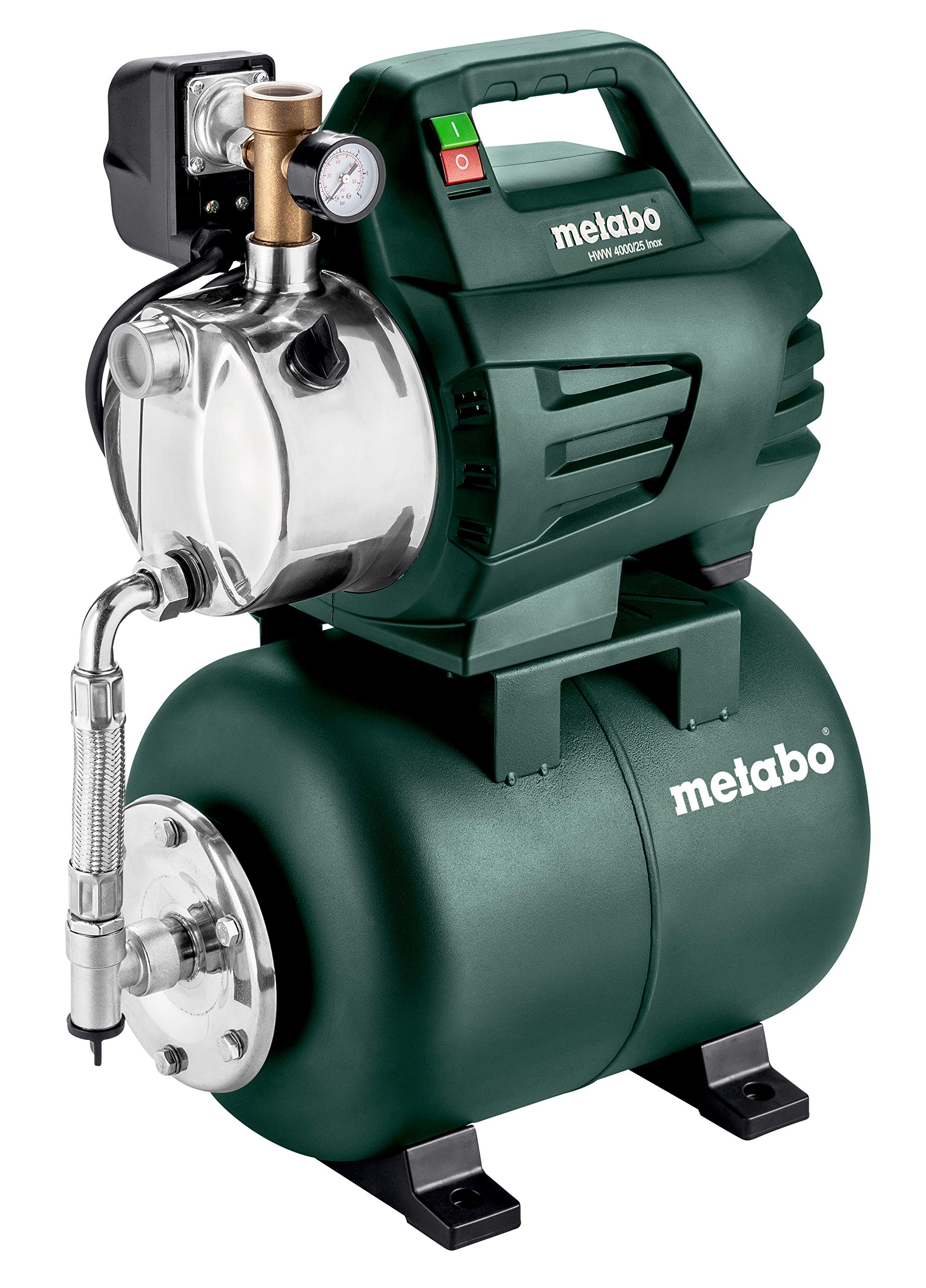 Metabo 600982000 - Grupo de presión HWW 4000/25 Inox, 1100 W, 4000 l/h, depósito 24 l